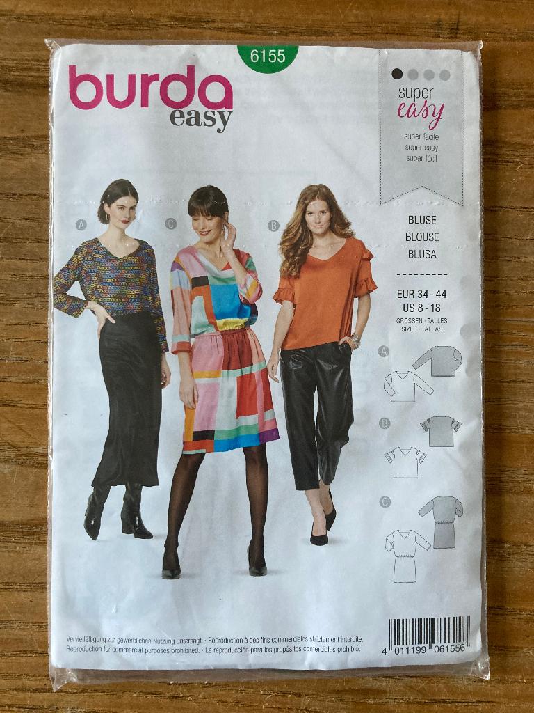 Burda naaipatroon kledingpatroon 6155 jurk blouse mt 34 - 44, Hobby en Vrije tijd, Kledingpatronen, Overige typen, Vrouw, Nieuw