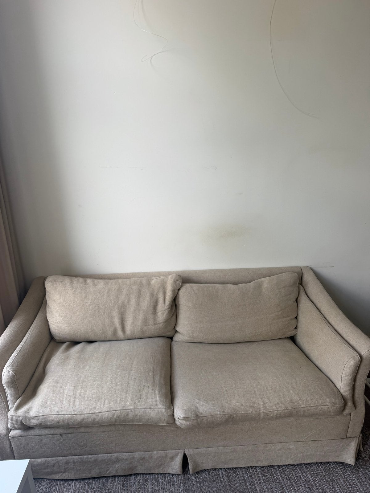 Gratis af te halen: Beige bank 160cm, Huis en Inrichting, Banken | Bankstellen, Ophalen, Gebruikt, 150 tot 200 cm, Tweepersoons