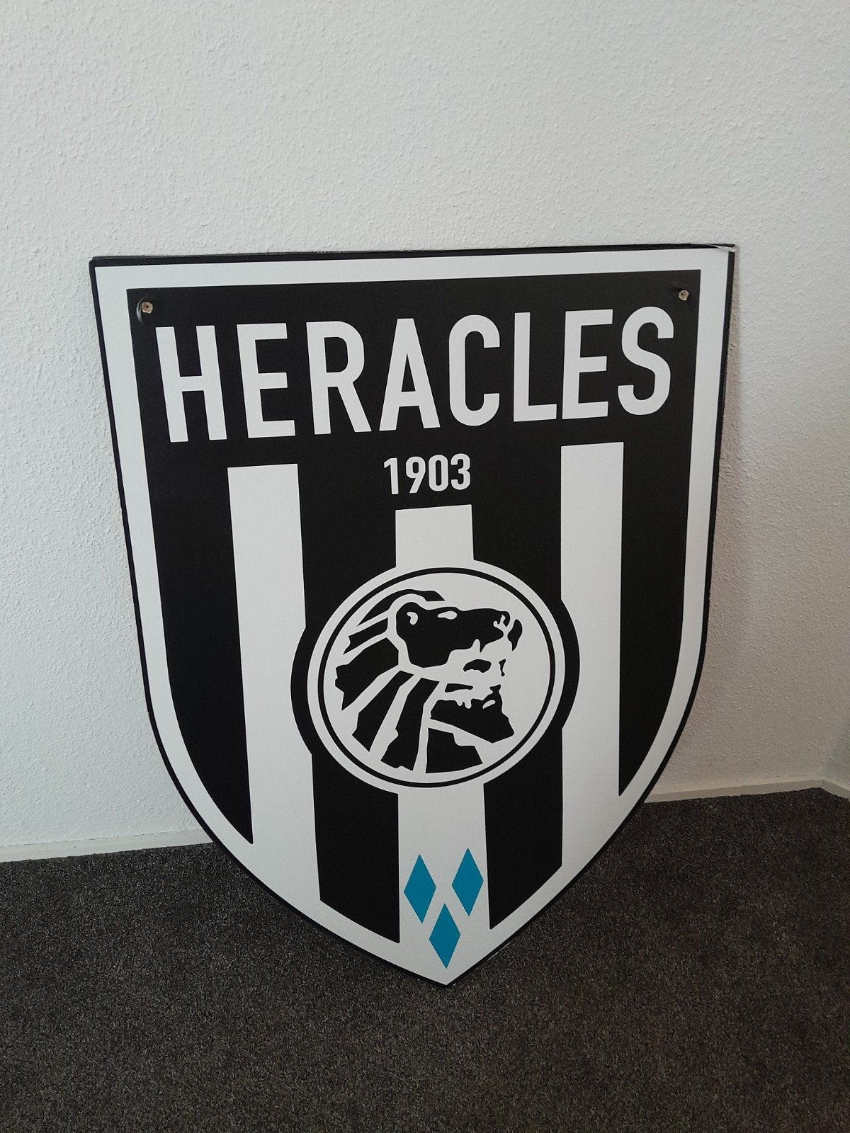 Groot Heracles Almelo Logo (Hout) 76x50 cm Voor de echte fan, Ophalen, Zo goed als nieuw, Overige binnenlandse clubs, Poster, Plaatje of Sticker