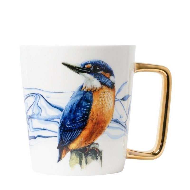 HEINEN DELFTS BLAUW - MOK - BOSVOGELS - IJSVOGEL - KOLIBRI, Nieuw, Overige stijlen, Aardewerk, Mok