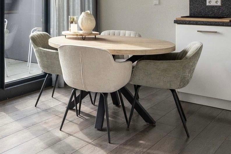 Ronde eettafel - 120cm - met 4 stoelen, Ophalen, Rond, Zo goed als nieuw, Vier personen