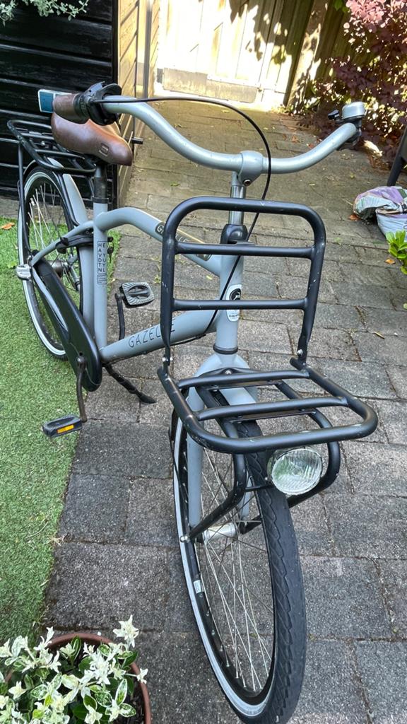 Gazelle 26 inch schoolfiets met krat en 3-speed, Ophalen, Terugtraprem, Gebruikt, Versnellingen