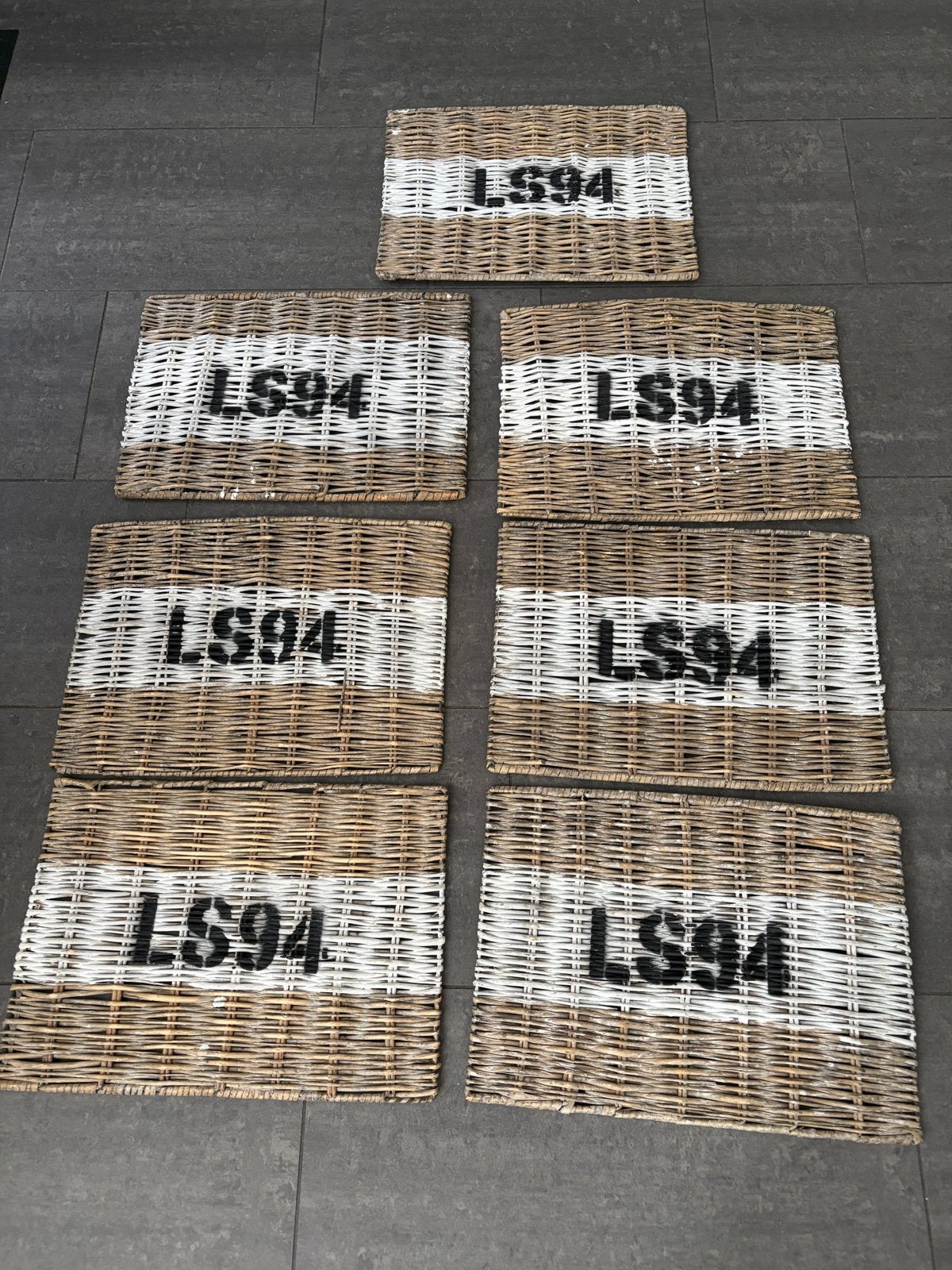 7x Rotan Placemats met 'LS94' Opdruk - Landelijke Stijl, Ophalen, Natuurlijk materiaal, Meerkleurig, Overige typen