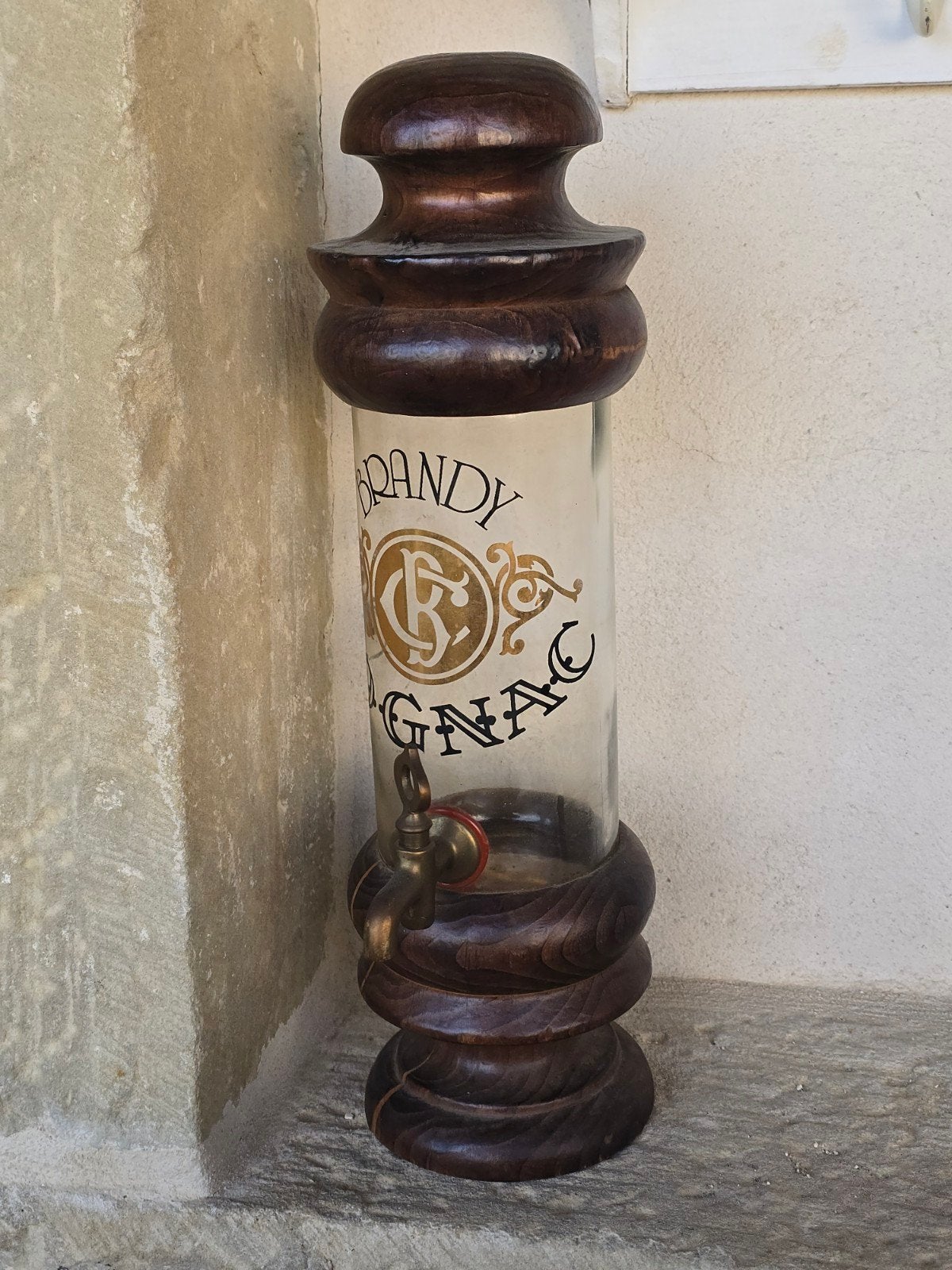 Prachtige antieke Brandy Cognac dispenser met kraan €35, Verzamelen, Ophalen of Verzenden, Zo goed als nieuw, Reclamebord