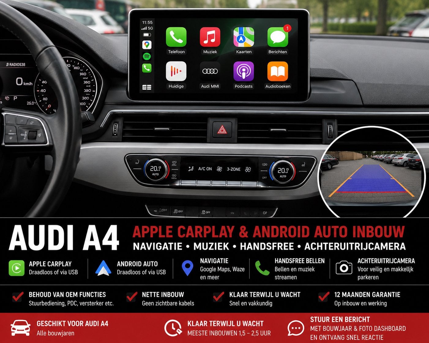 Audi A4 CarPlay & Android Auto Inbouw, Ophalen, Nieuw
