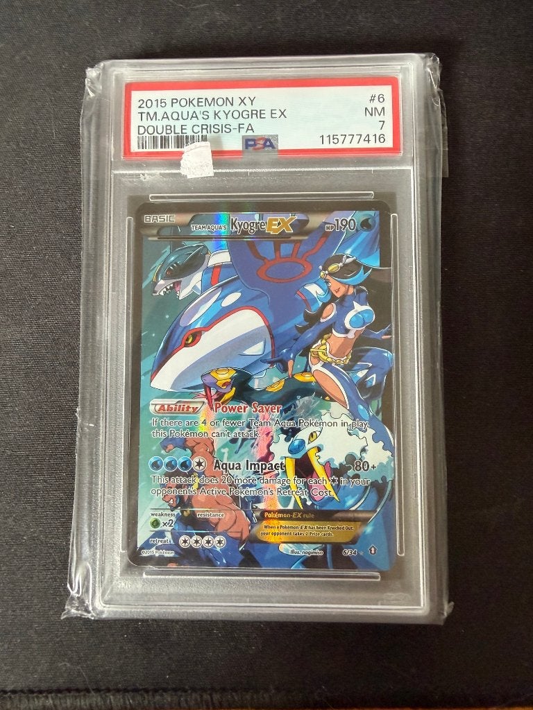 Team Aqua's Kyogre EX DCR 6 PSA 7, Ophalen of Verzenden, Nieuw, Losse kaart, Foil