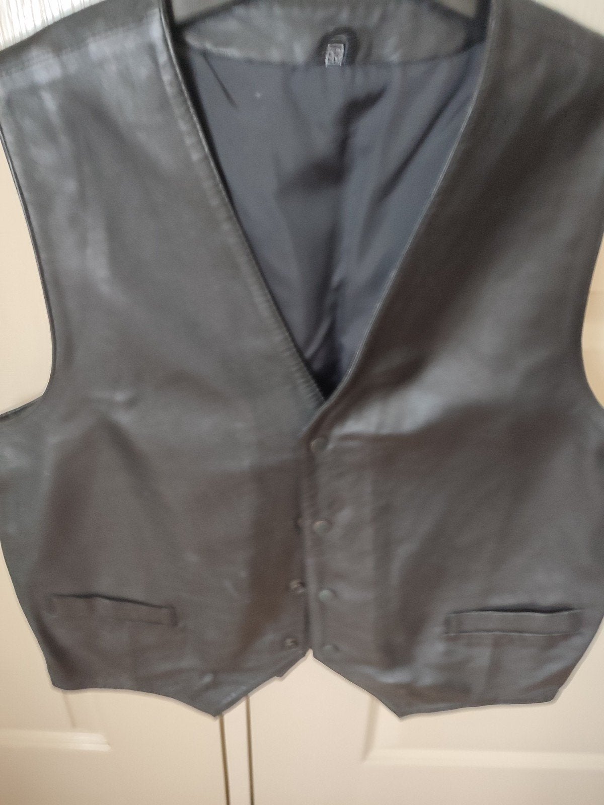 Zwart leren heren motor gilet maat 50 nieuw, Ophalen, Gedragen, Onbekend