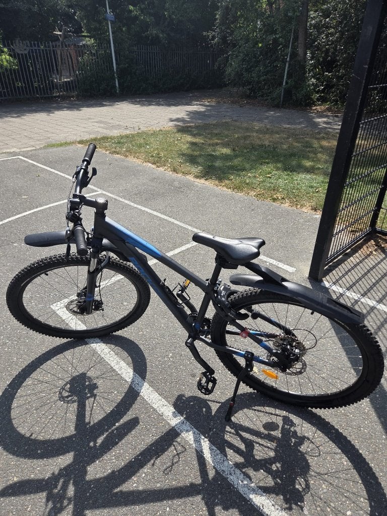 Rockrider ST 120 – 27.5" – Zwart/Blauw – Maat S (150–164 cm), Versnellingen, Zo goed als nieuw, Rockrider, Schijfrem