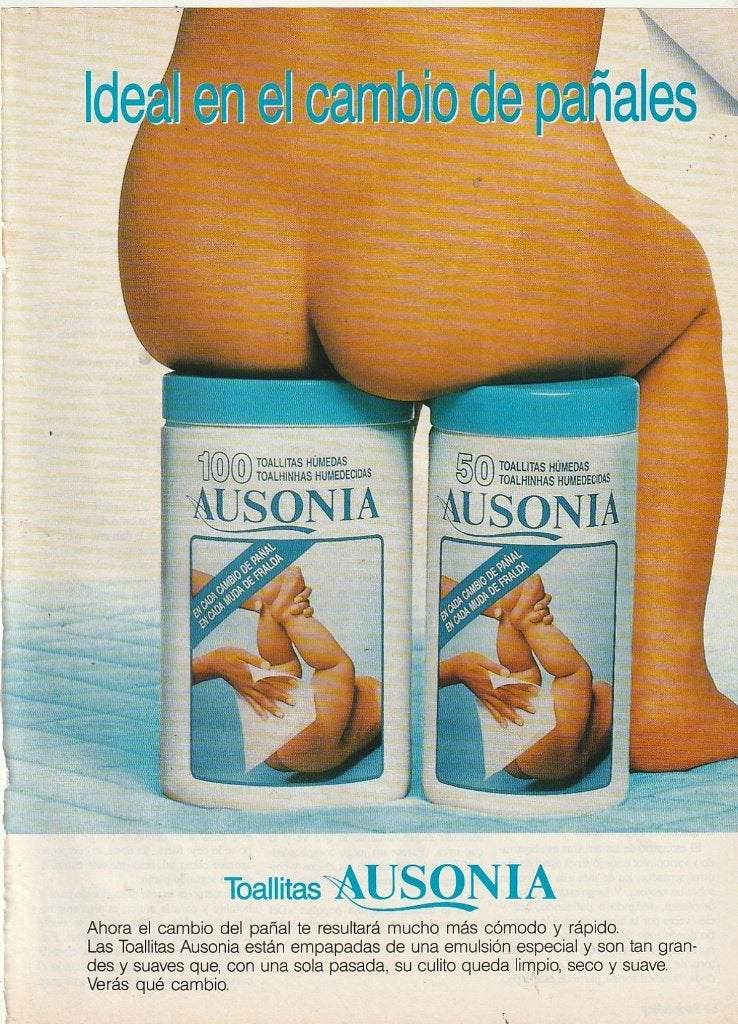retro reclame 1989 Ausonia baby luiers verschonen doekjes, Verzenden, Overige typen
