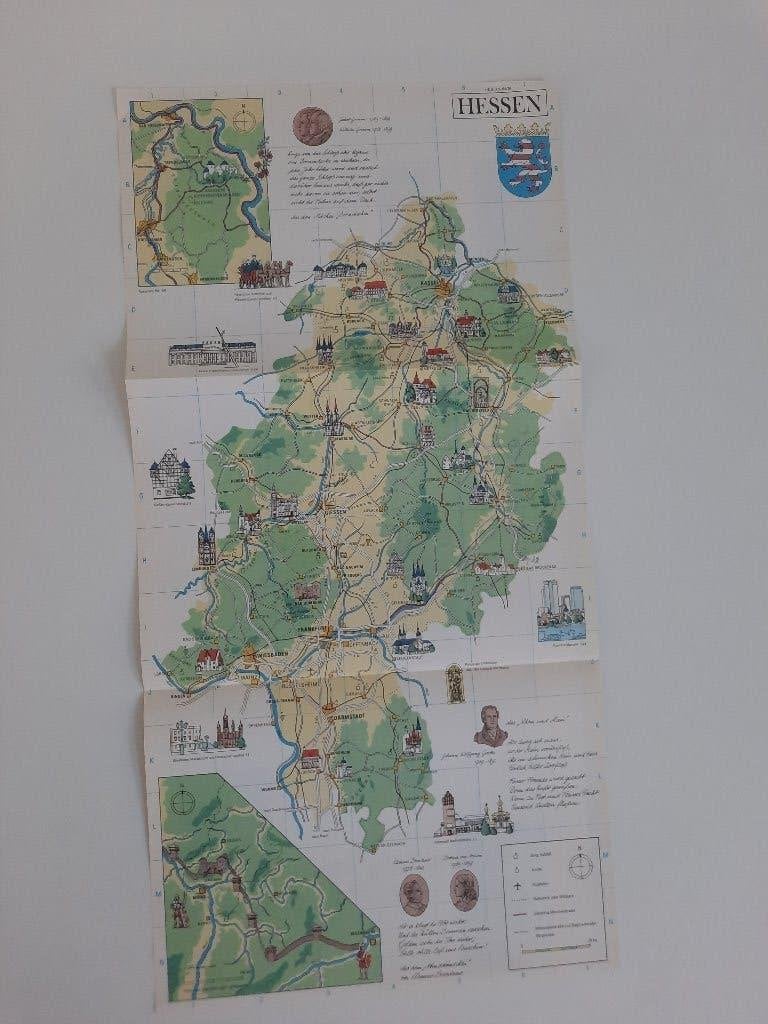 landkaart HESSEN, Boeken, Atlassen en Landkaarten, Ophalen of Verzenden, Duitsland, 1800 tot 2000, Landkaart