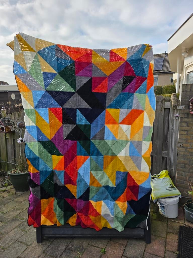 Gehaakte deken/sprei/plaid Tessellation herfst., Ophalen of Verzenden, Zo goed als nieuw, Haken, Overige typen