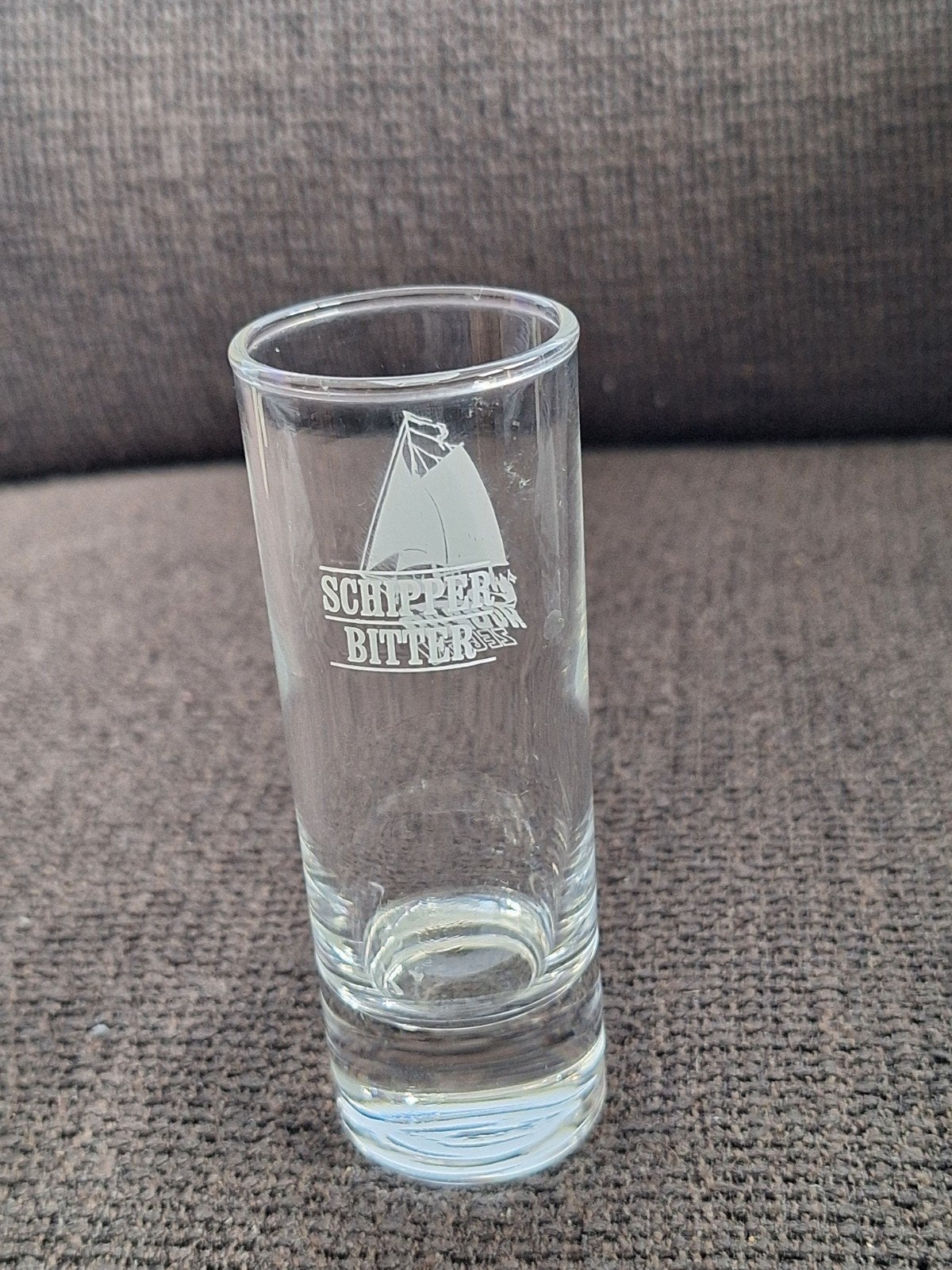 SHIPPER BITTER "hoop op zegen" glaasje, Ophalen of Verzenden, Zo goed als nieuw, Borrel- of Shotglas
