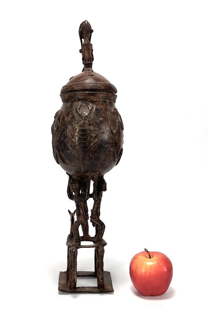 54. Dogon bronzen medicijncontainer, Mali – ritueel vat, Ophalen of Verzenden
