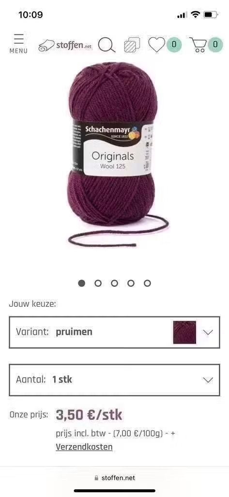 NIEUW! 2 bollen wol Cordero originals, pruimen voor €5, Ophalen of Verzenden, Nieuw, Breien of Haken, Wol of Garen