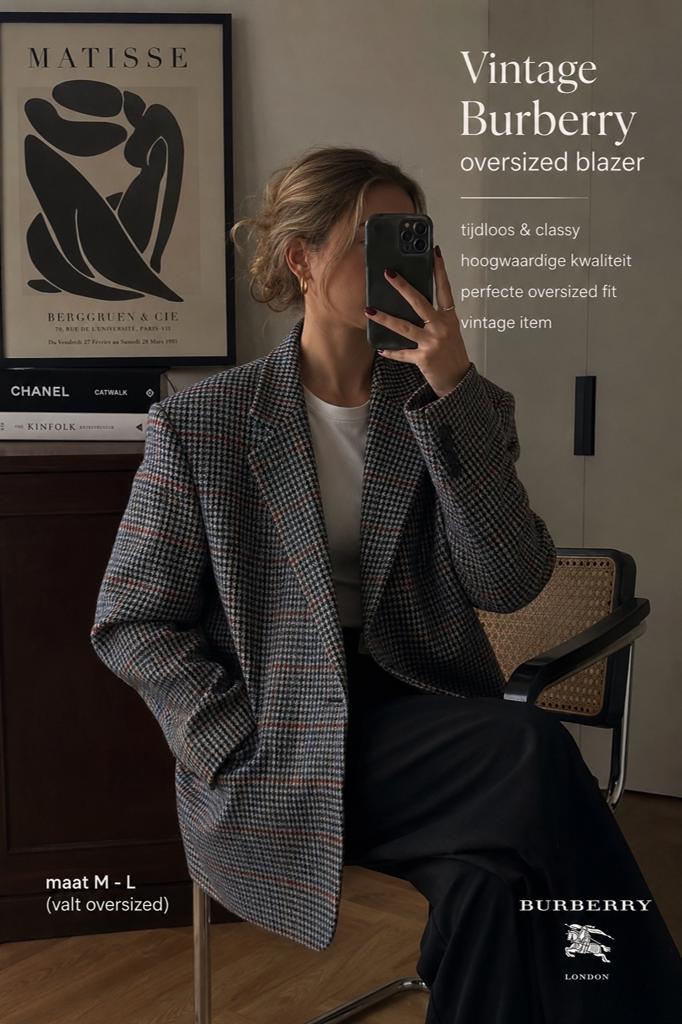 Prachtige vintage Burberry blazer met oversized fit, Ophalen of Verzenden, Nieuw, Blauw