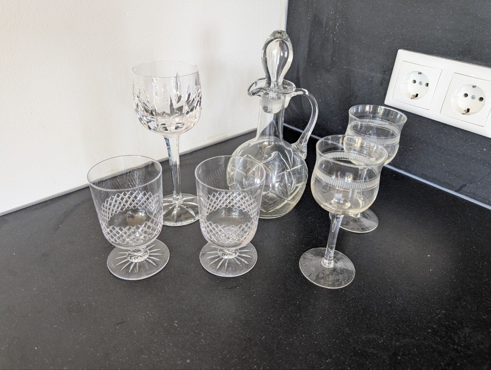 Prachtig kristalwerk – Diverse glazen & karaf / wijnv, Verzamelen, Glas en Borrelglaasjes, Ophalen, Zo goed als nieuw, Overige typen