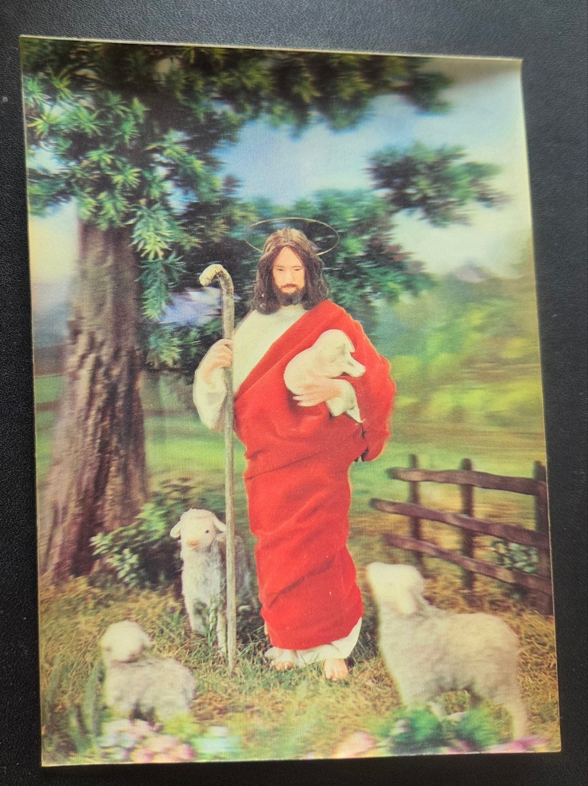 Jezus met Lammeren  - 3D kaart, Verzamelen, Ansichtkaarten | Themakaarten, Verzenden, 1960 tot 1980, Ongelopen, Overige thema's