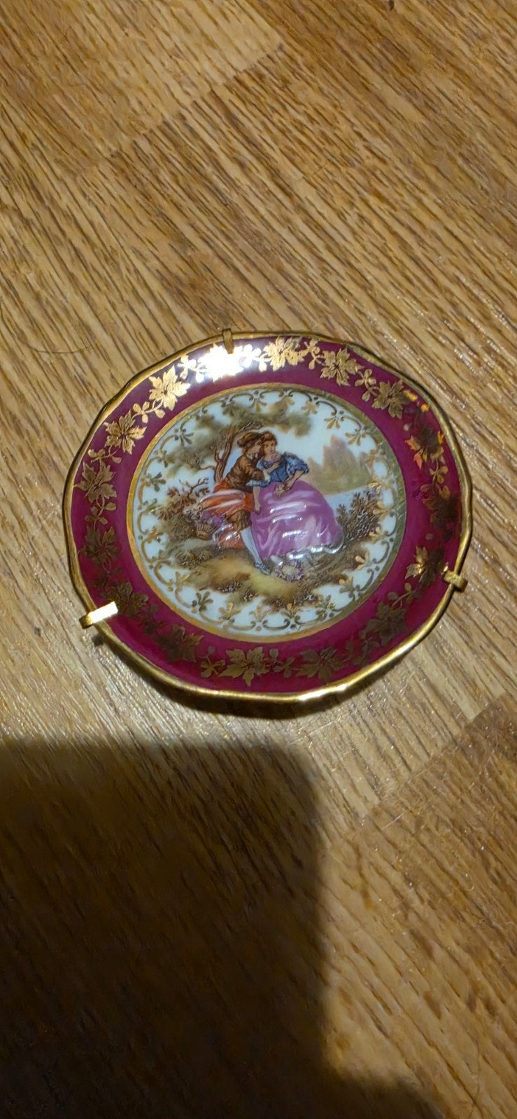 Limoges Frankrijk Miniatuur Sierbordje - Handgeschilderd, Antiek en Kunst, Ophalen