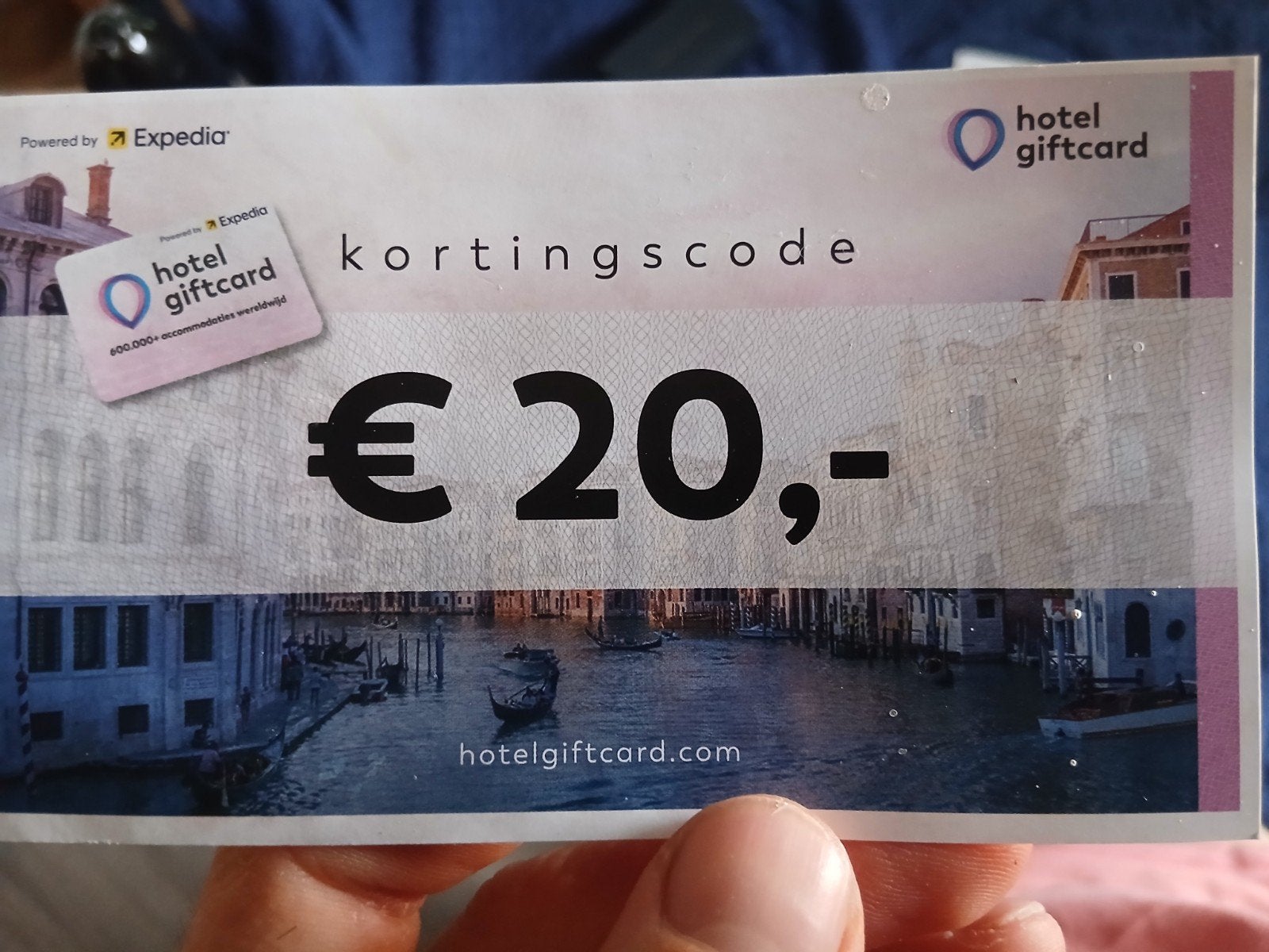 kortingscode 20€ hotel giftcard, Tickets en Kaartjes, Eén persoon, 3 overnachtingen of meer