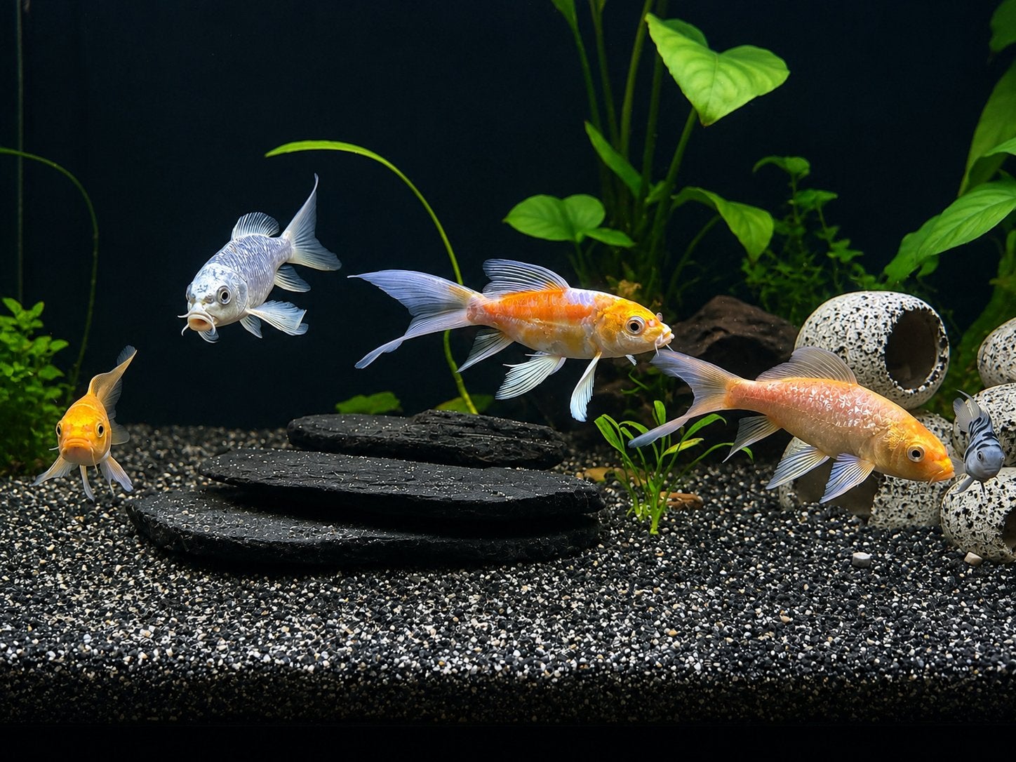 Longfin Karper 4 Stuks - Butterfly Carp -  Ghost - Vijver, Karper of Koi