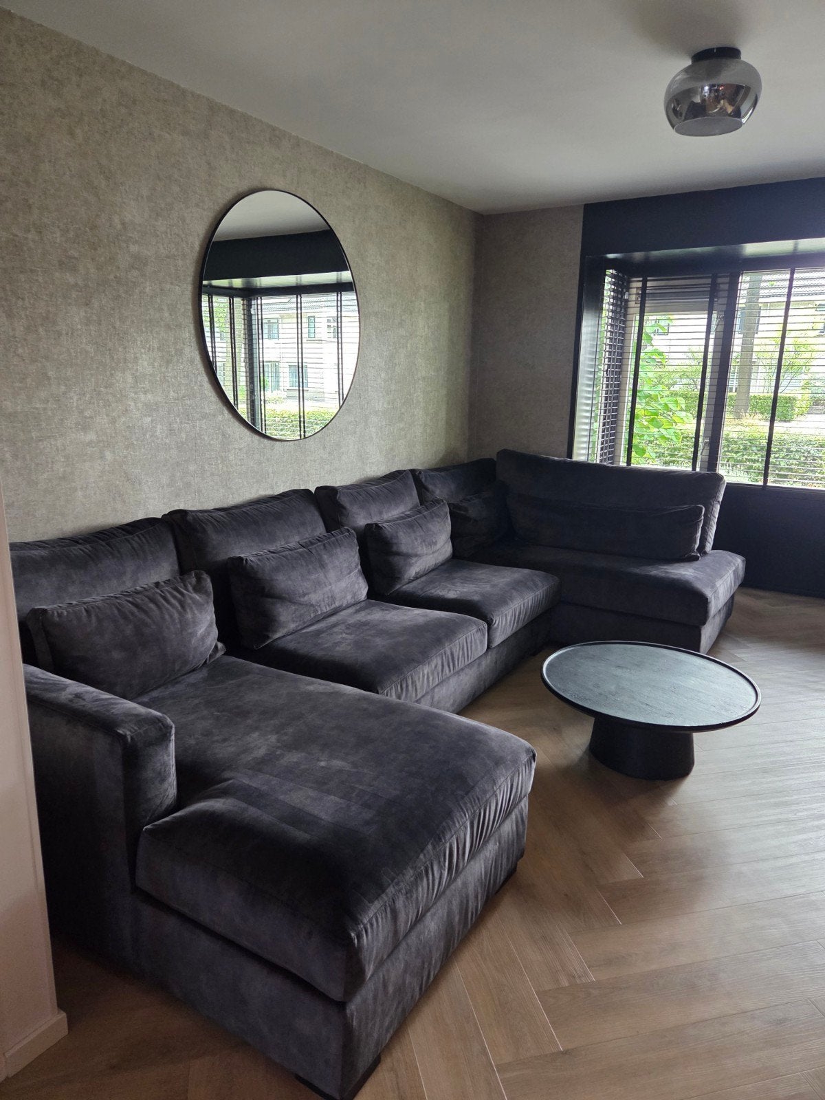 Frederique longchair U-bank, Ophalen, Hoekbank, 300 cm of meer, Zo goed als nieuw