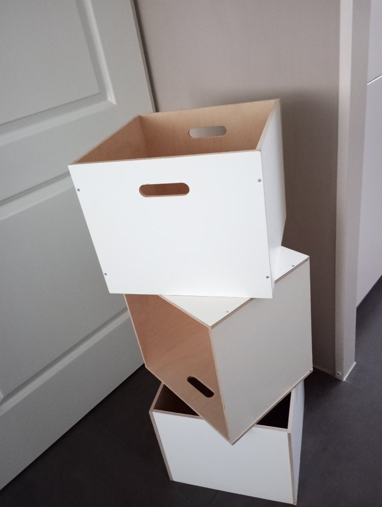 3 witte houten Ikea bakken, Ophalen, Gebruikt, Minder dan 50 cm, Minder dan 40 cm
