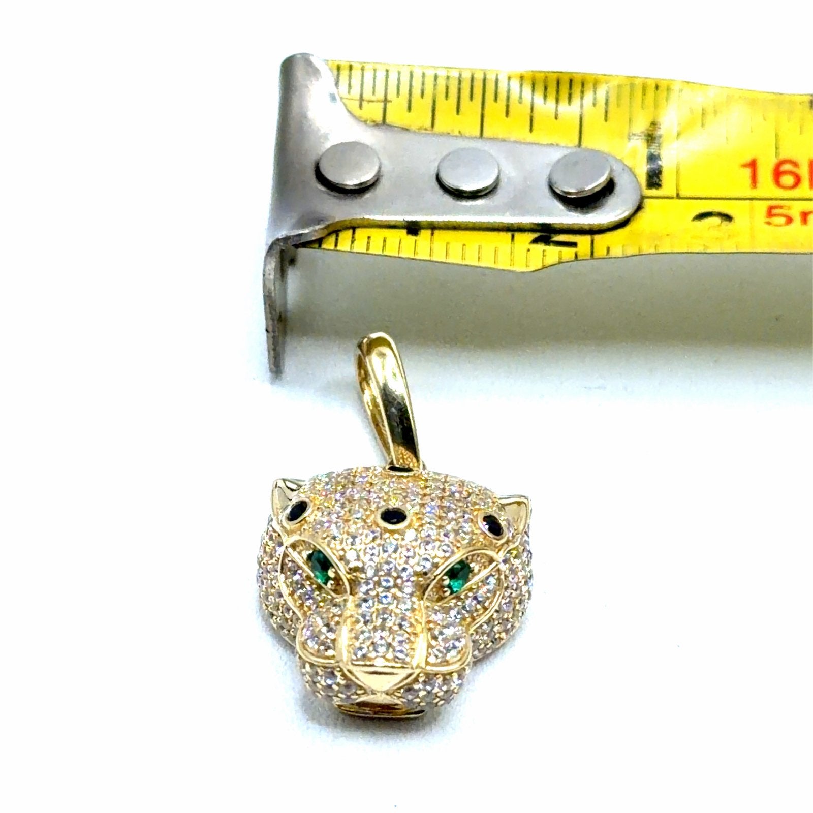 Gouden Panter Hoofd Hanger met Zwarte en Witte Stenen, W, Nieuw, Ophalen of Verzenden, W