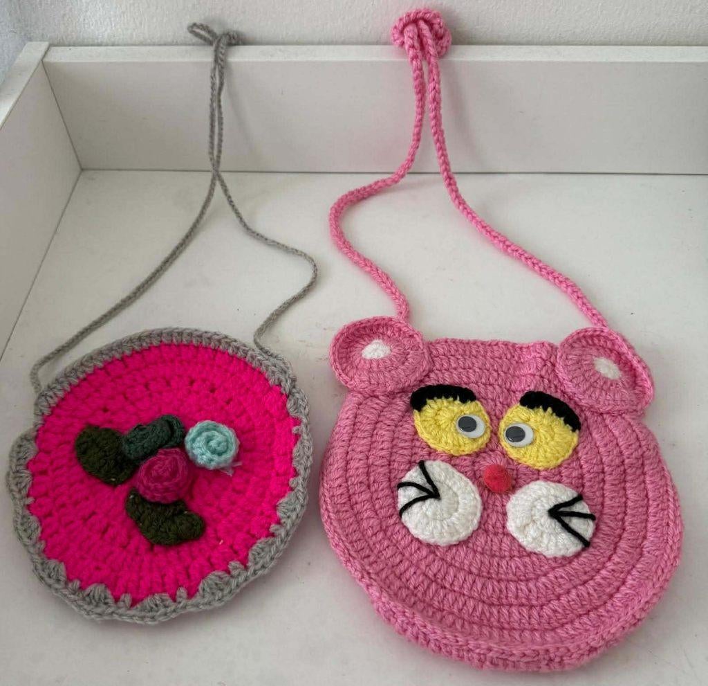 gebreide tas met bloemen Panter tas, Sieraden, Tassen en Uiterlijk, Tassen | Damestassen, Ophalen, Nieuw, Roze