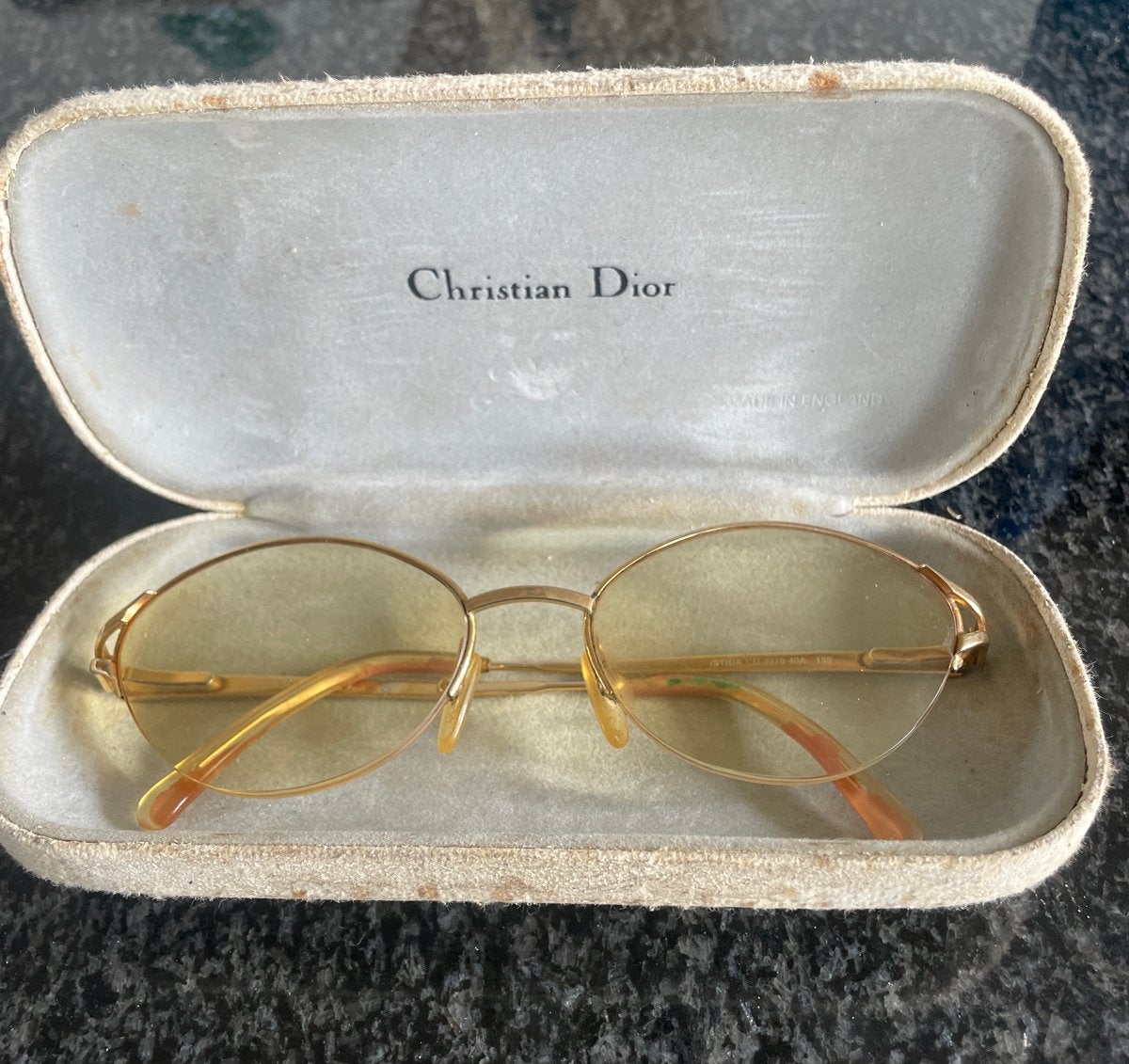 Vintage Christian Dior Bril met Gele Glazen en Etui, Sieraden, Tassen en Uiterlijk, Zonnebrillen en Brillen | Dames, Gebruikt