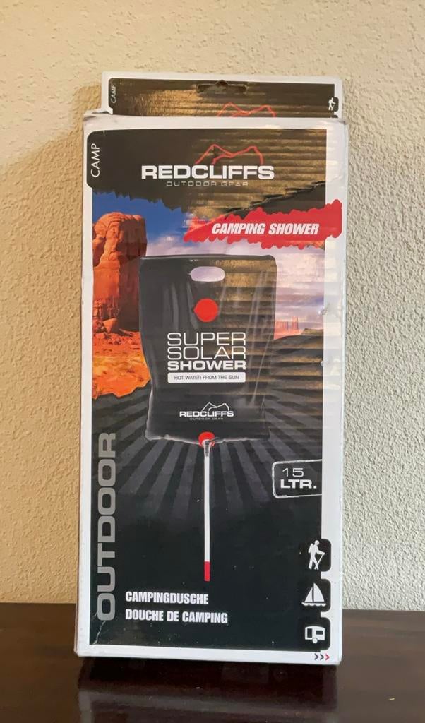 Redcliffs Camping Douche Solar Shower 15 Liter, Caravans en Kamperen, Kampeeraccessoires, Ophalen of Verzenden, Zo goed als nieuw