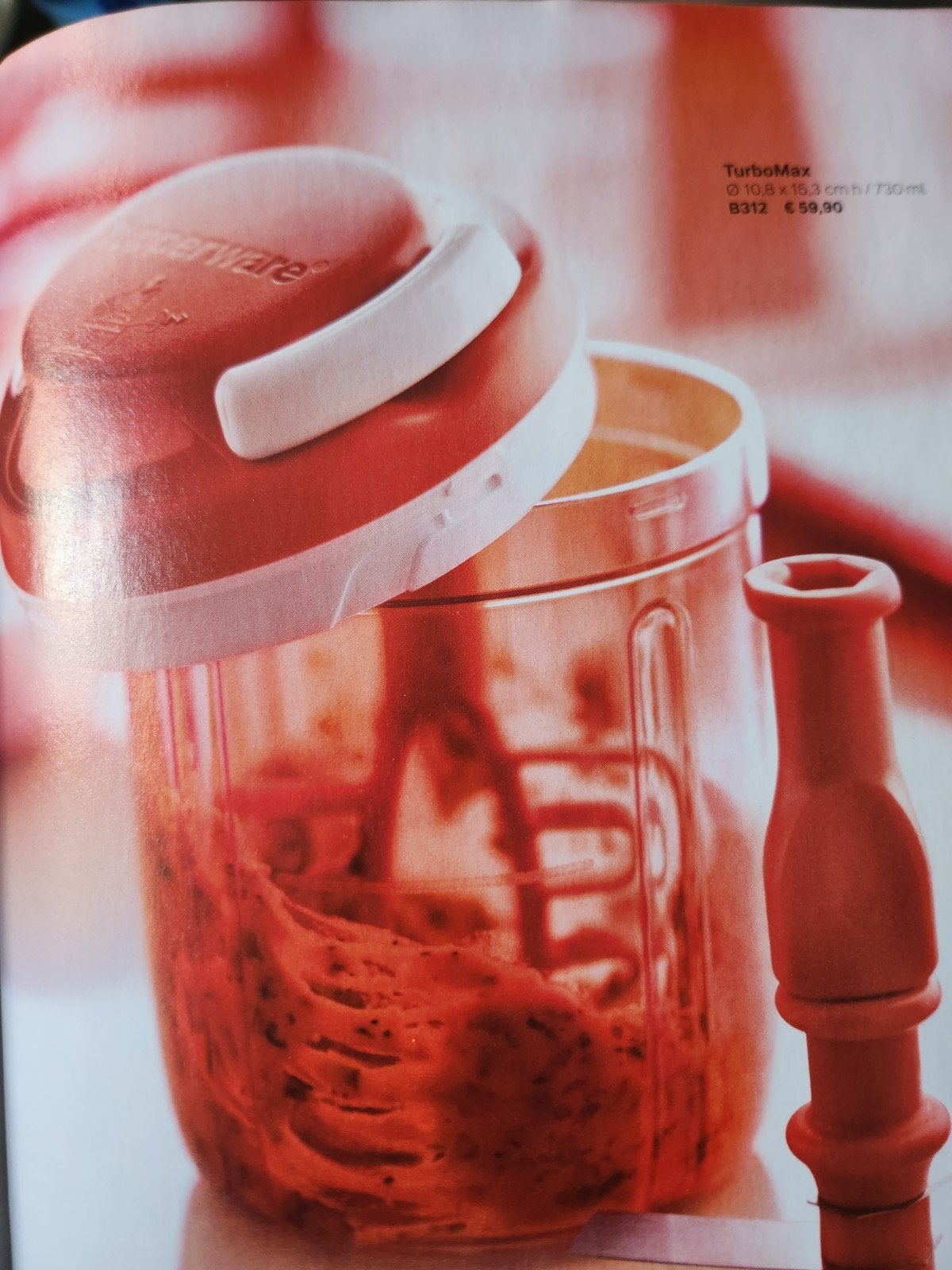 Tupperware Turbo Max 730ml - Hakmolen voor kruiden/uien, Ophalen of Verzenden, Nieuw, Overige typen