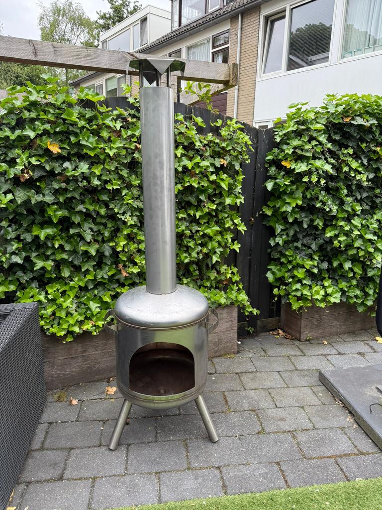 Rvs tuinkachel houtkachel terraskachel buitenkachel, Ophalen of Verzenden, Nieuw
