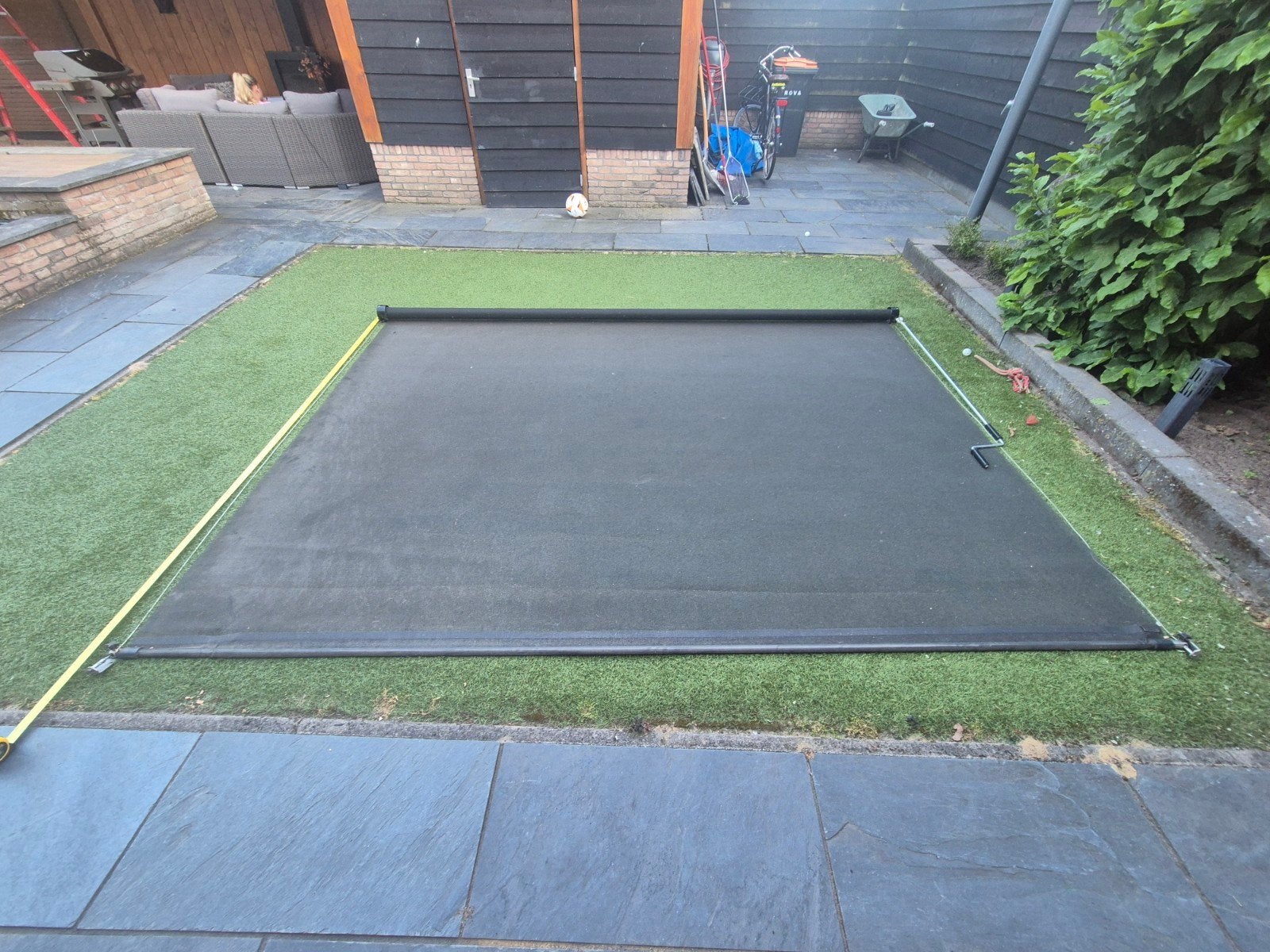 Zwart screen zonwering 328x240 cm, Tuin en Terras, Zonneschermen, Ophalen, Gebruikt, 150 tot 300 cm, 250 cm tot 450 cm