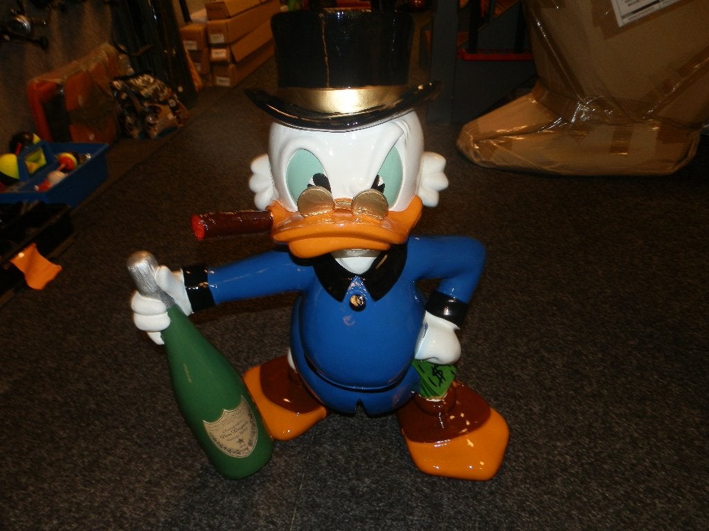 Beelden Dagobert Duck schatkist en fles champagne, Ophalen of Verzenden, Nieuw, Fantasy