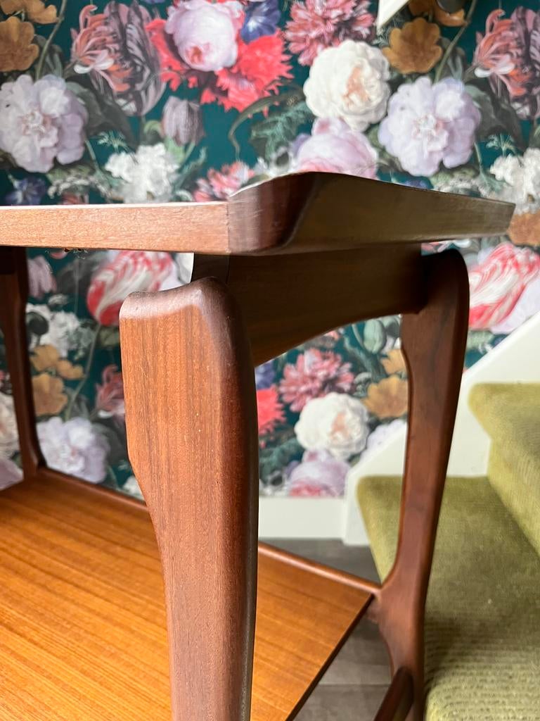 Vintage teak mooi bijzettafel tafel, Ophalen, Gebruikt, 75 cm of meer, 60 cm of meer
