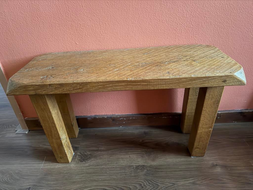 Zwaar massief eiken bijzettafeltje B70xH40xD27cm, Ophalen, Minder dan 45 cm, 55 tot 75 cm, Zo goed als nieuw
