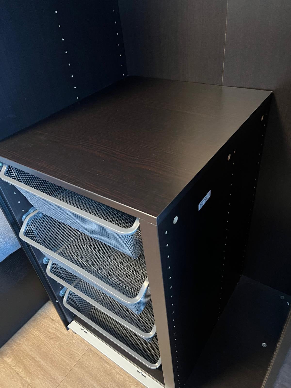 Ikea kast inzet pax kast bruin met draadmanden, Ophalen, 200 cm of meer, 50 tot 100 cm, Zo goed als nieuw