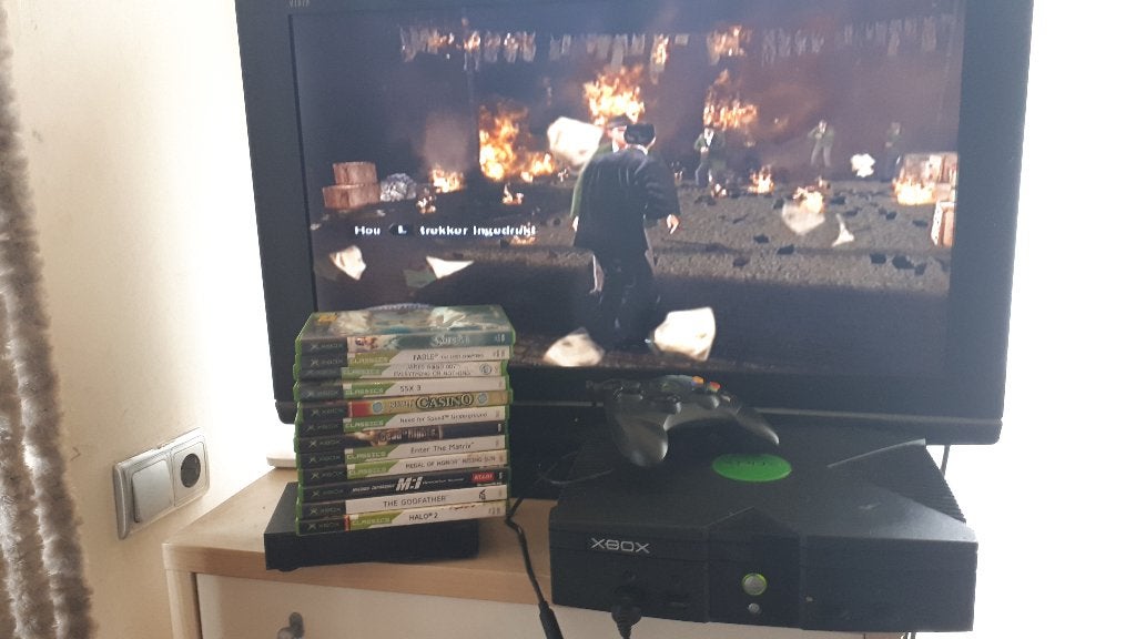 Xbox Classic console met 1 controller +12 spellen +televisie, Spelcomputers en Games, Ophalen, Zo goed als nieuw, Met 1 controller