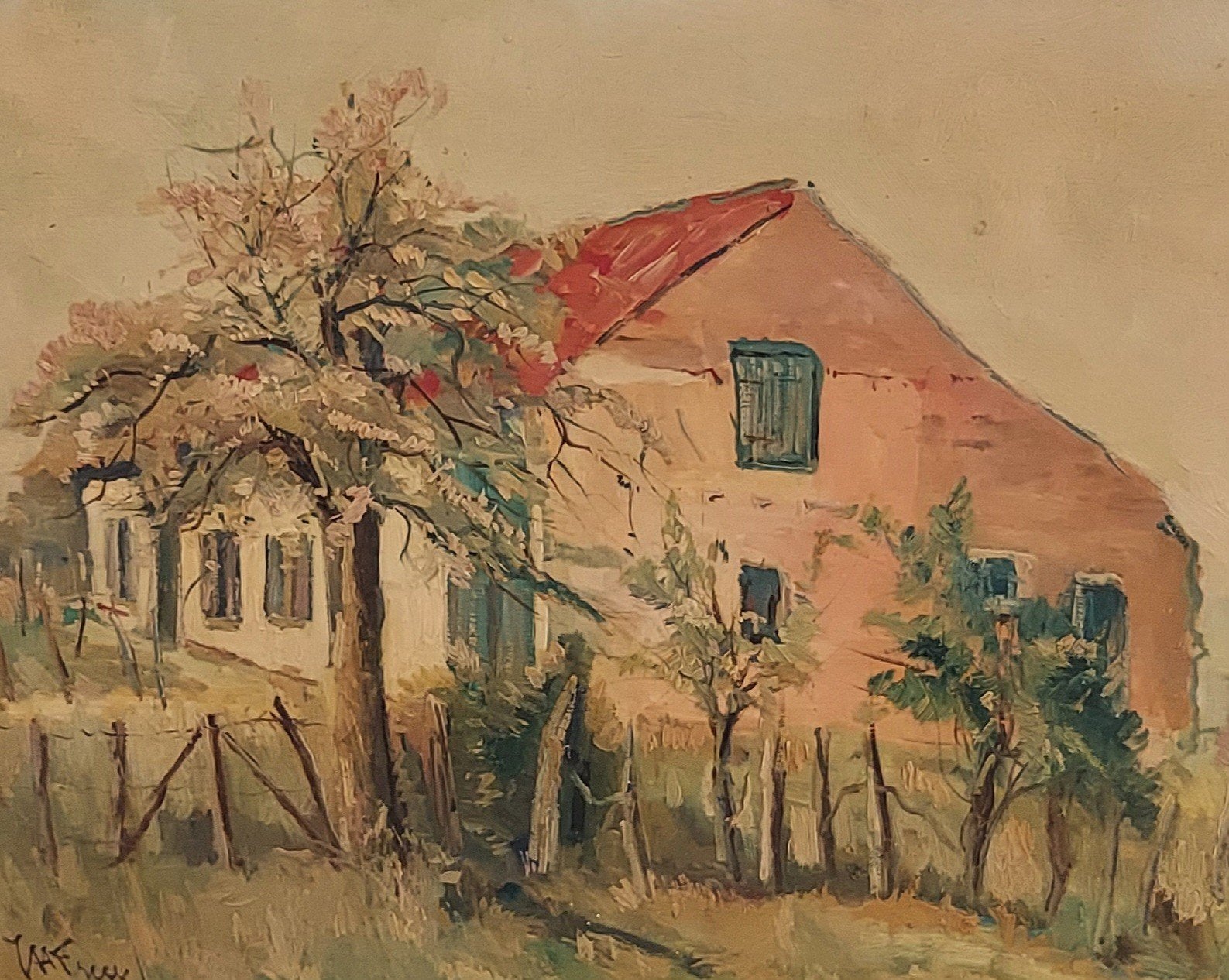 Job Frese 1914 - 1986 Abcoude, Antiek en Kunst, Ophalen, Paneel, Impressionistisch, Landschap