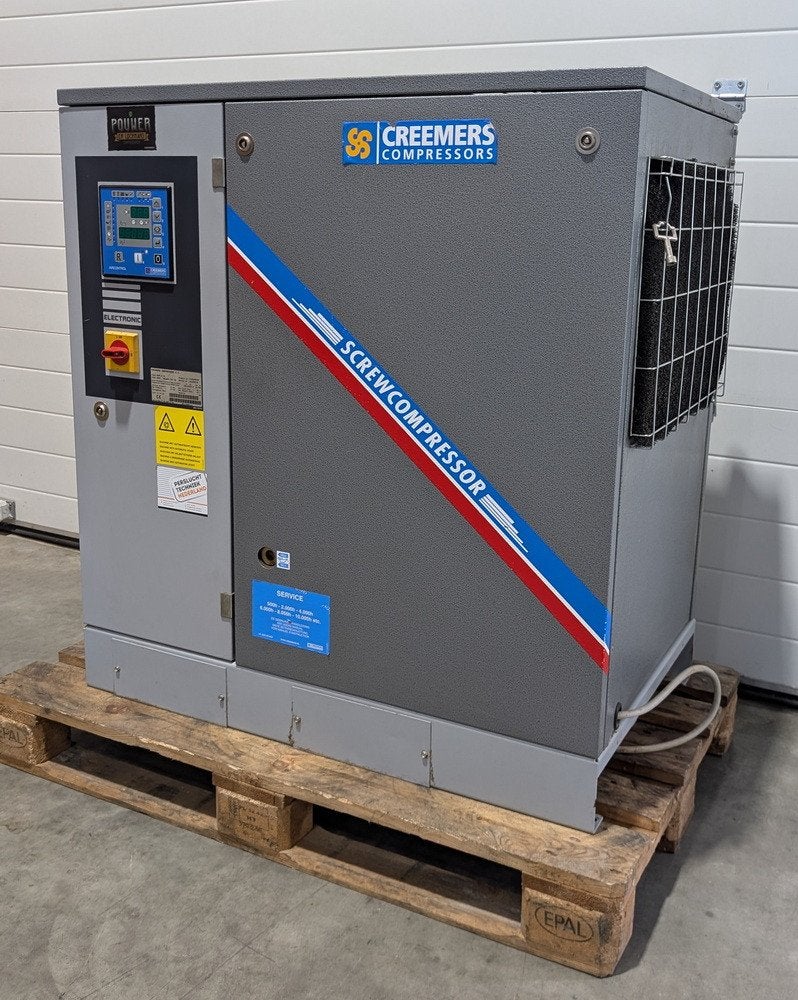 CREEMERS RCB 7.5-10 SCHROEFCOMPRESSOR, Doe-het-zelf en Verbouw, Compressors, Ophalen, Geluidgedempt, Gebruikt, 800 liter/min of meer