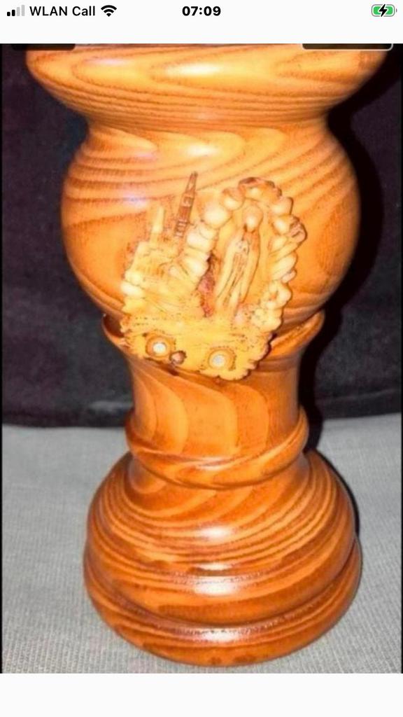 Lourdes, mooie houten waxinelichtjes houder, Antiek en Kunst, Ophalen of Verzenden