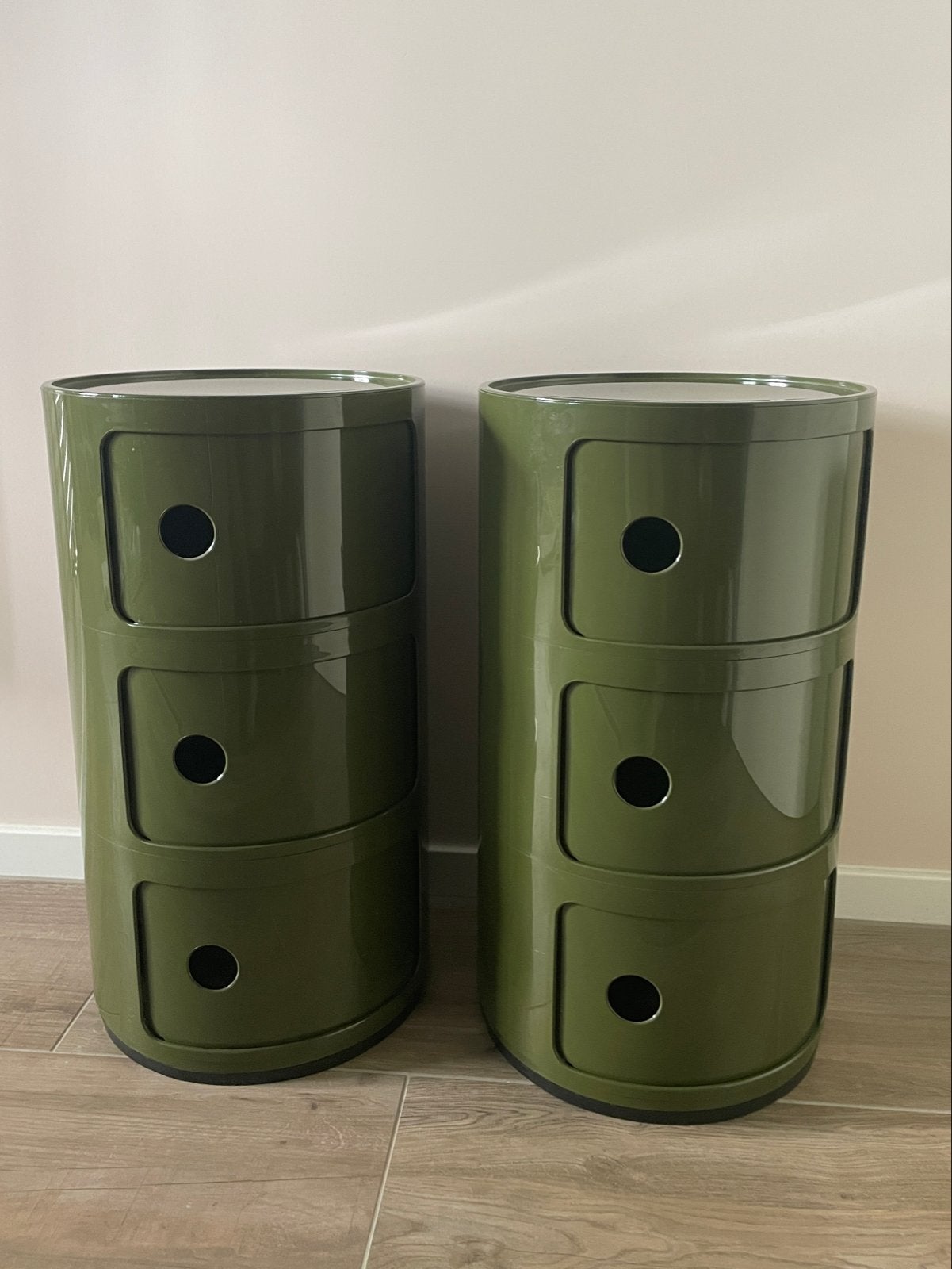 Set van 2 Kartell Componibili ladekasten - Olijfgroen, Ophalen, Gebruikt, 3 of 4 laden, Minder dan 25 cm