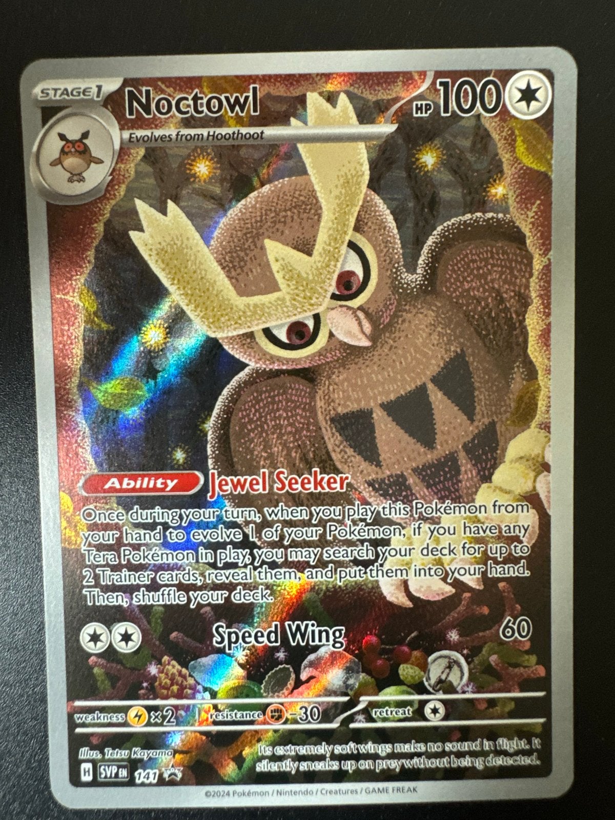 Noctowl Pokémon Kaart - H SVP 147 - Nieuwstaat, Ophalen of Verzenden, Nieuw, Losse kaart, Foil