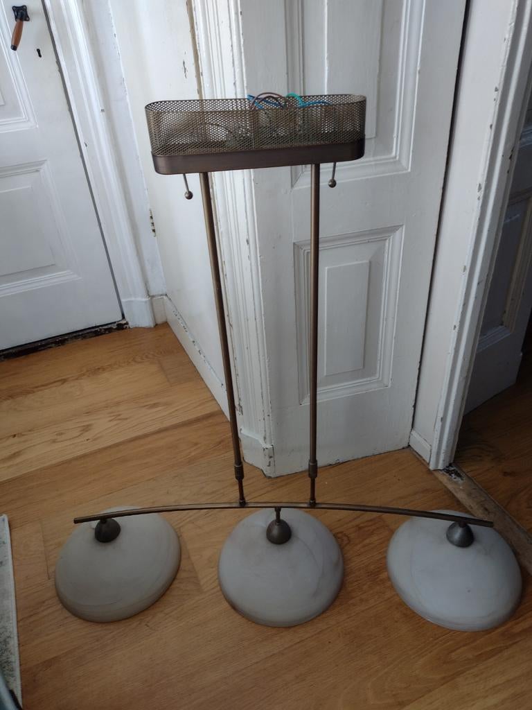 hanglamp met 3 glazen kappen, Ophalen, Gebruikt, Glas, Klassiek, Tijdloos