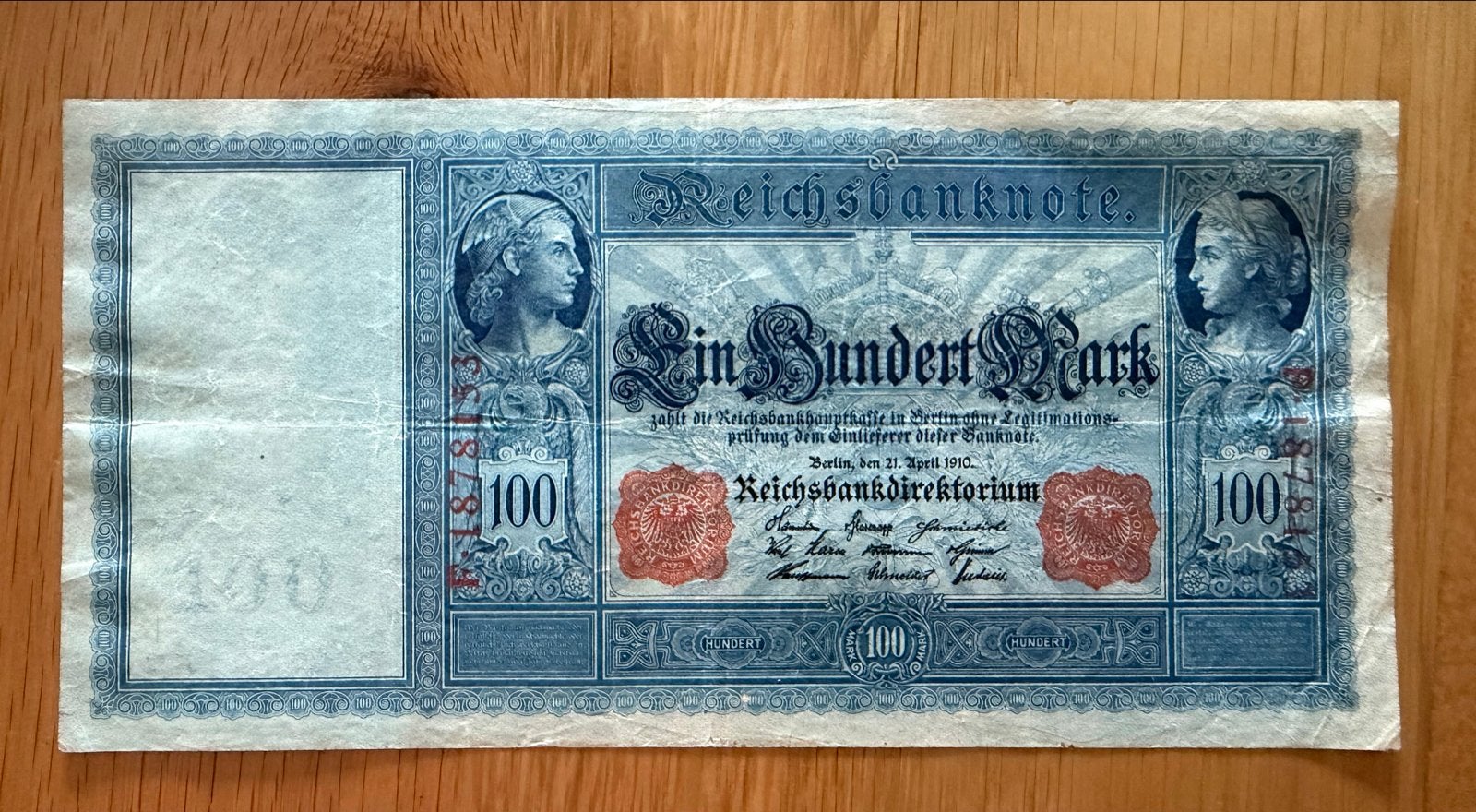 Historisch Duits 100 Mark biljet (1910), Postzegels en Munten, Ophalen of Verzenden, Duitsland, Los biljet