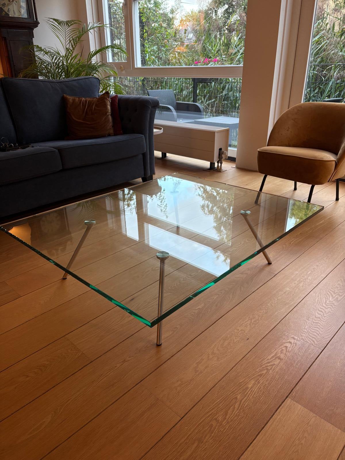 Design salontafel Maupertuus van Beek 120 x 100 x 30 cm, Gebruikt, 100 tot 150 cm, Glas, 50 tot 100 cm