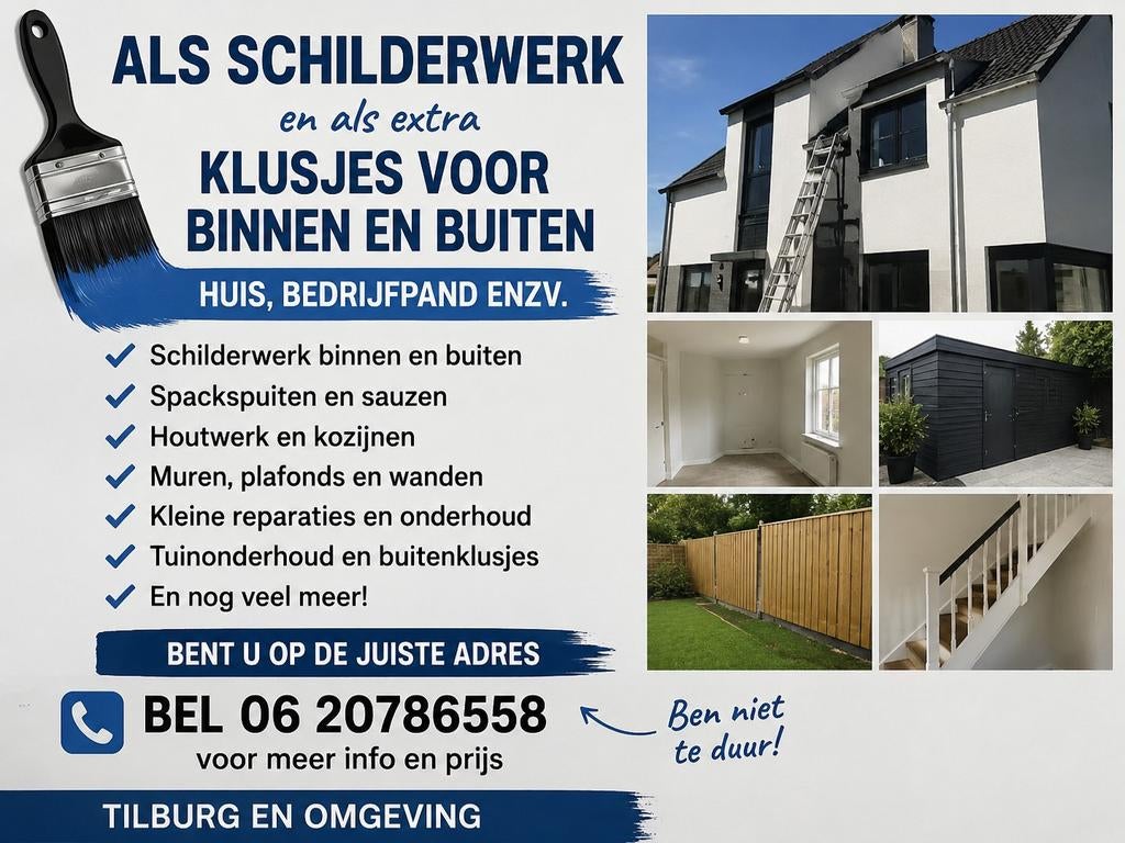 Voor al u werkzaamheden binnen/buiten huis, Ophalen of Verzenden