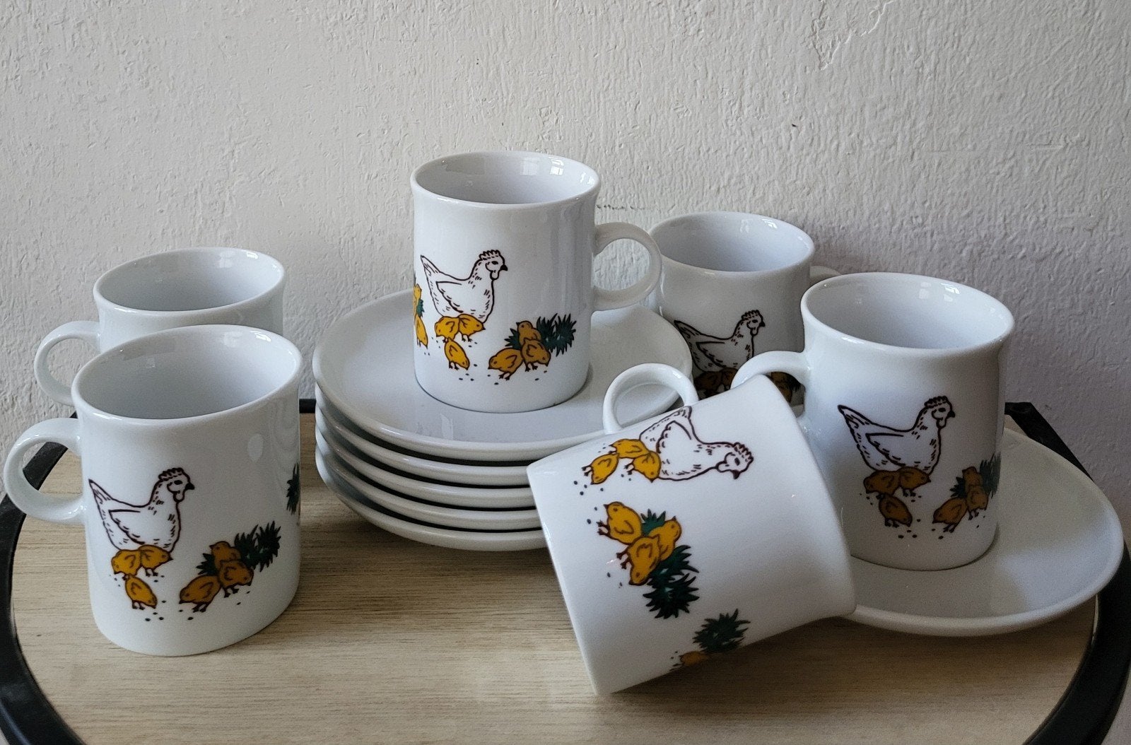 Vintage Eversberg Bavaria Kop en Schotels – Kip en kuikens, Ophalen, Zo goed als nieuw, Overige stijlen, Kop(pen) en/of Schotel(s)