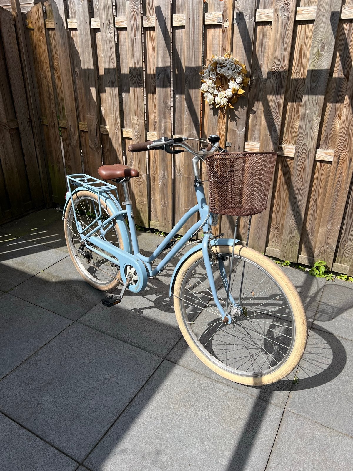 Lichtblauwe stadsfiets ELOPS 24 inch, Gebruikt, Velgrem, Versnellingen, 50 tot 53 cm