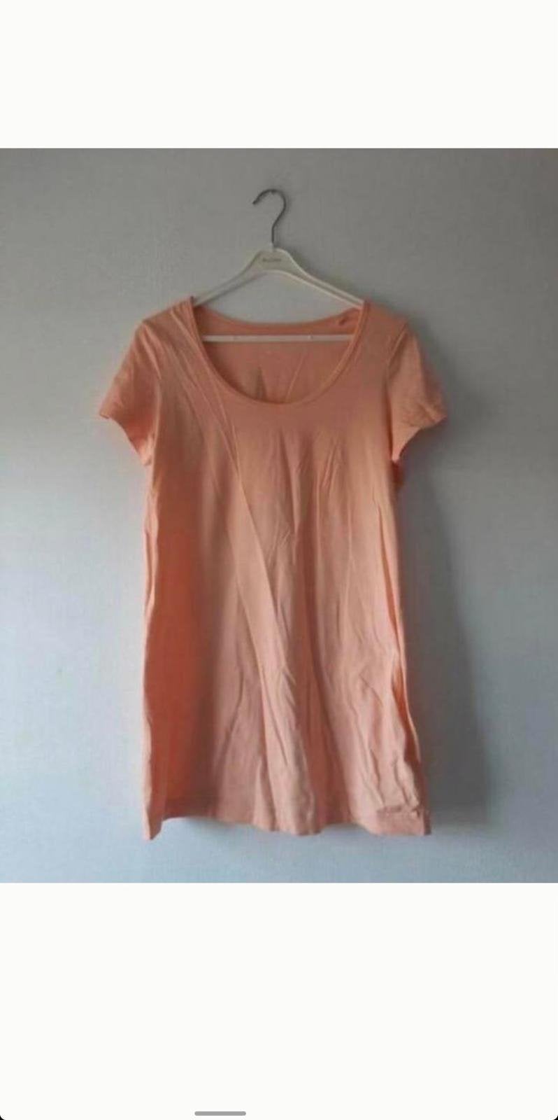 Lichtroze t shirt jurk puur katoen puur katoen extra lang, Zo goed als nieuw, Korte mouw, Roze, Ophalen